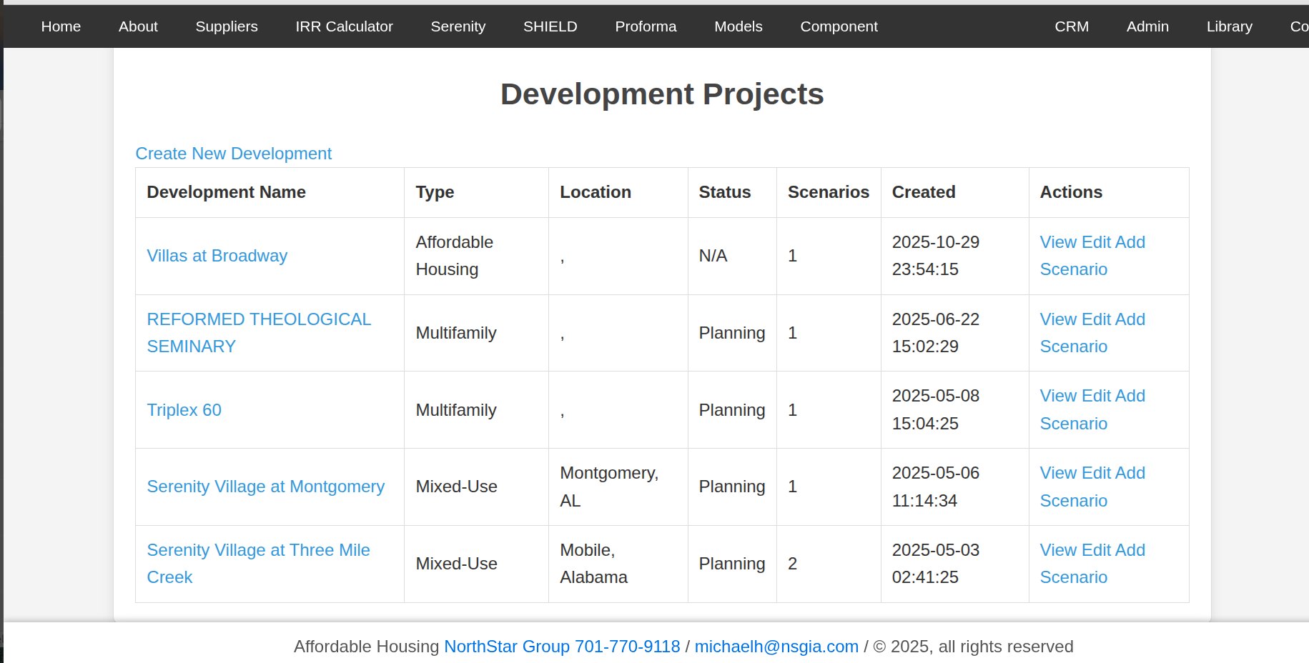 Development Projects Overview
